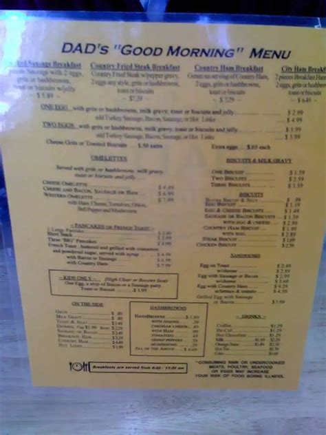Dad's Menu .